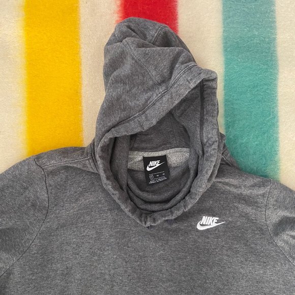 Unisex Nike mock neck hooded sweatshirt, soft, grey, oversized - Picture 4 of 4